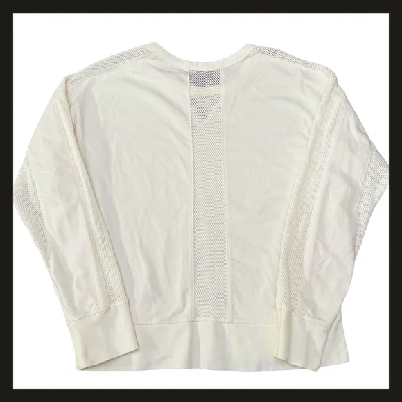 Athleta Rebalance Sweatshirt White Mesh Panel Long Sleeve Cotton Top  Small NWOT - Picture 5 of 14